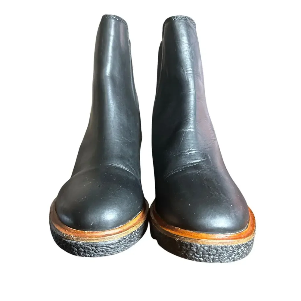 Clarks Clarkford Top Black Leather Wedge Boots US 8 EU 39